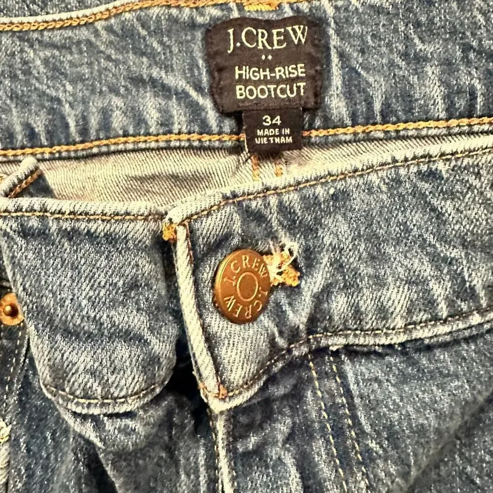 J.Crew High Rise Boot Cut Medium Wash Jeans Womens Sz. 34 Preppy - Picture 3 of 10